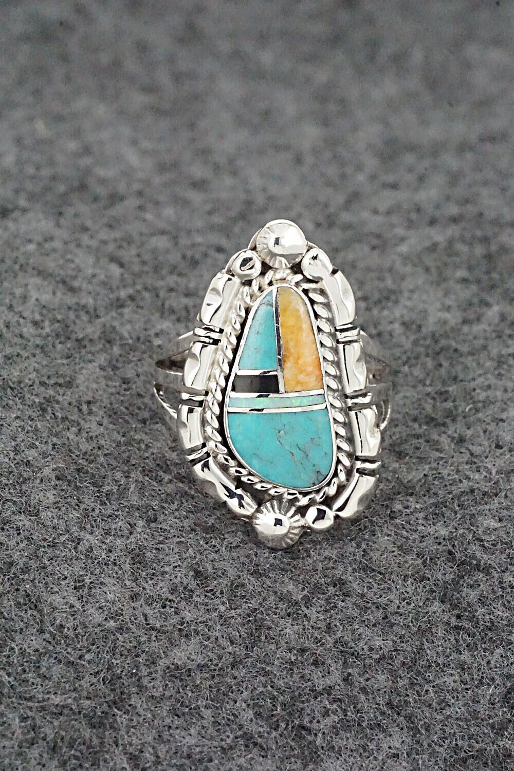 Multi-Stone & Sterling Silver Ring - James Manygoats - Size 7.25