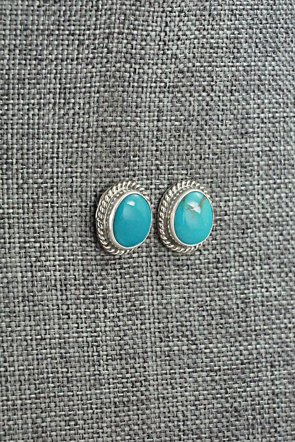 Turquoise & Sterling Silver Earrings - B. Begay