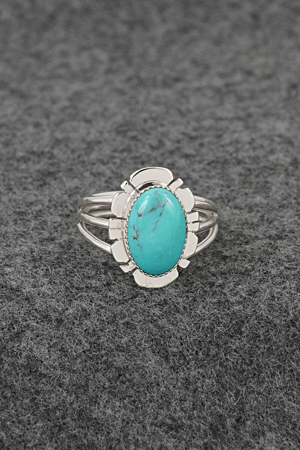 Turquoise & Sterling Silver Ring - Leona Delgarito - Size 7