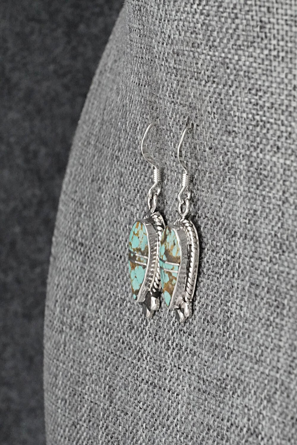 Turquoise & Sterling Silver Inlay Earrings - James Manygoats