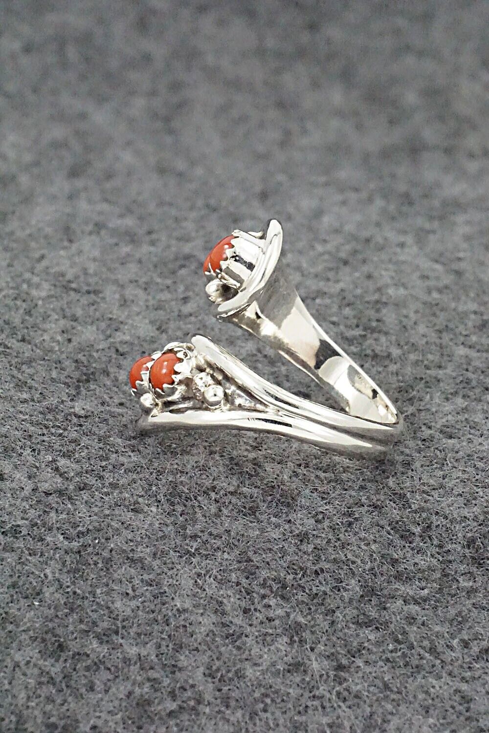 Coral & Sterling Silver Ring - Annette Chiquito - Size 9.5