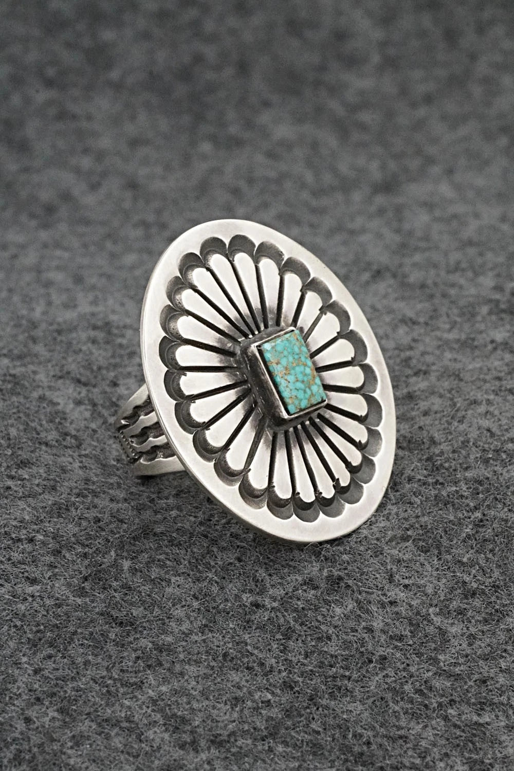 Turquoise & Sterling Silver Ring - Calvin Martinez - Size 8
