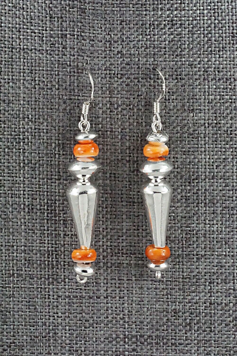 Spiny Oyster & Sterling Silver Navajo Pearl Earrings - Presley Haley