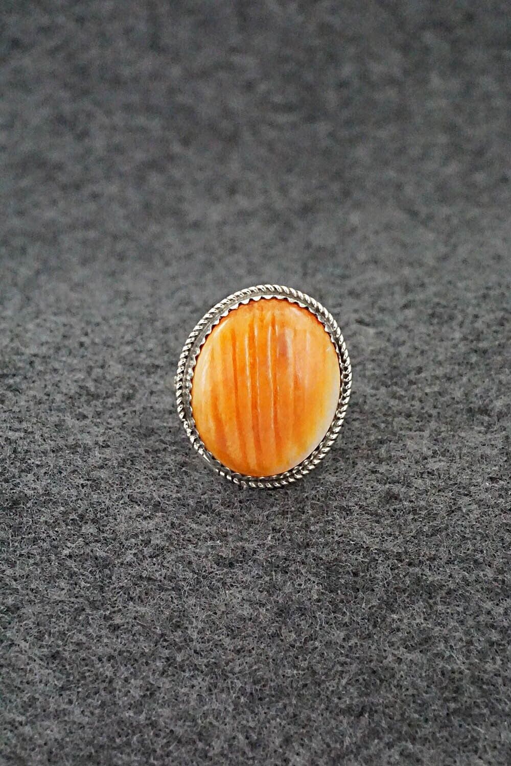Spiny Oyster & Sterling Silver Ring - Ernest Hawthorne - Size 7.75