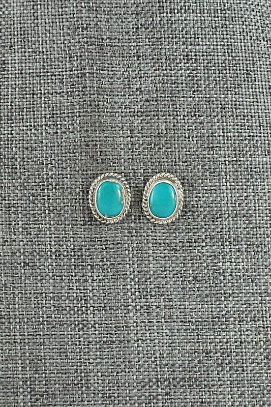 Turquoise & Sterling Silver Earrings - B. Begay
