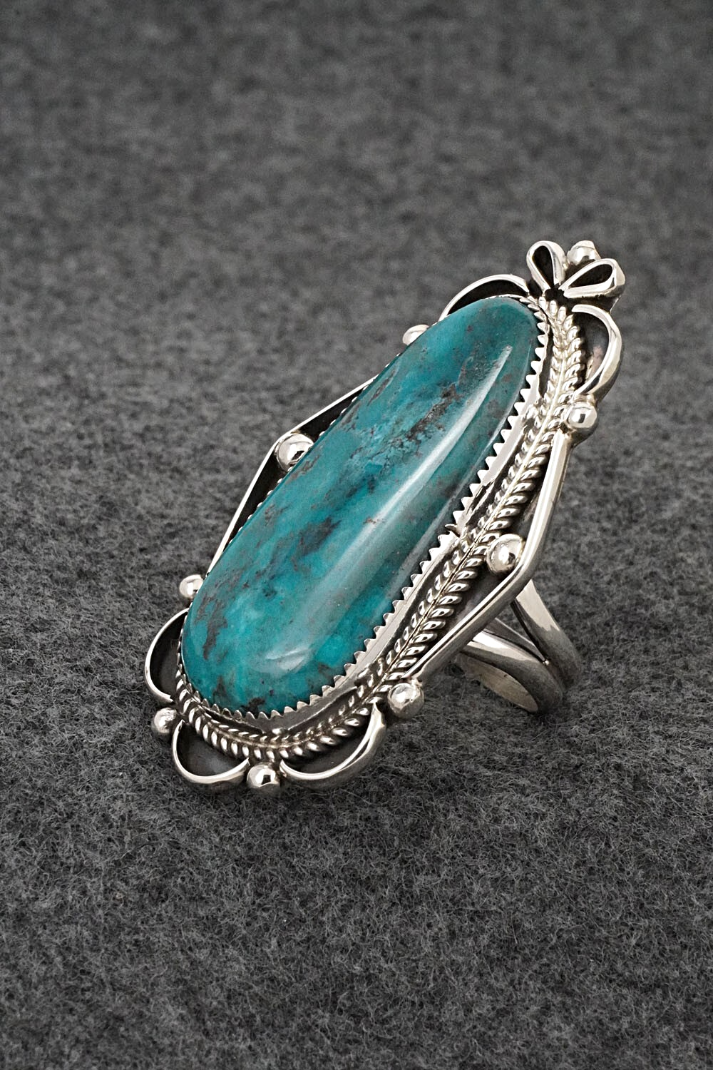 Turquoise & Sterling Silver Ring - Leslie Nez - Size 10.5