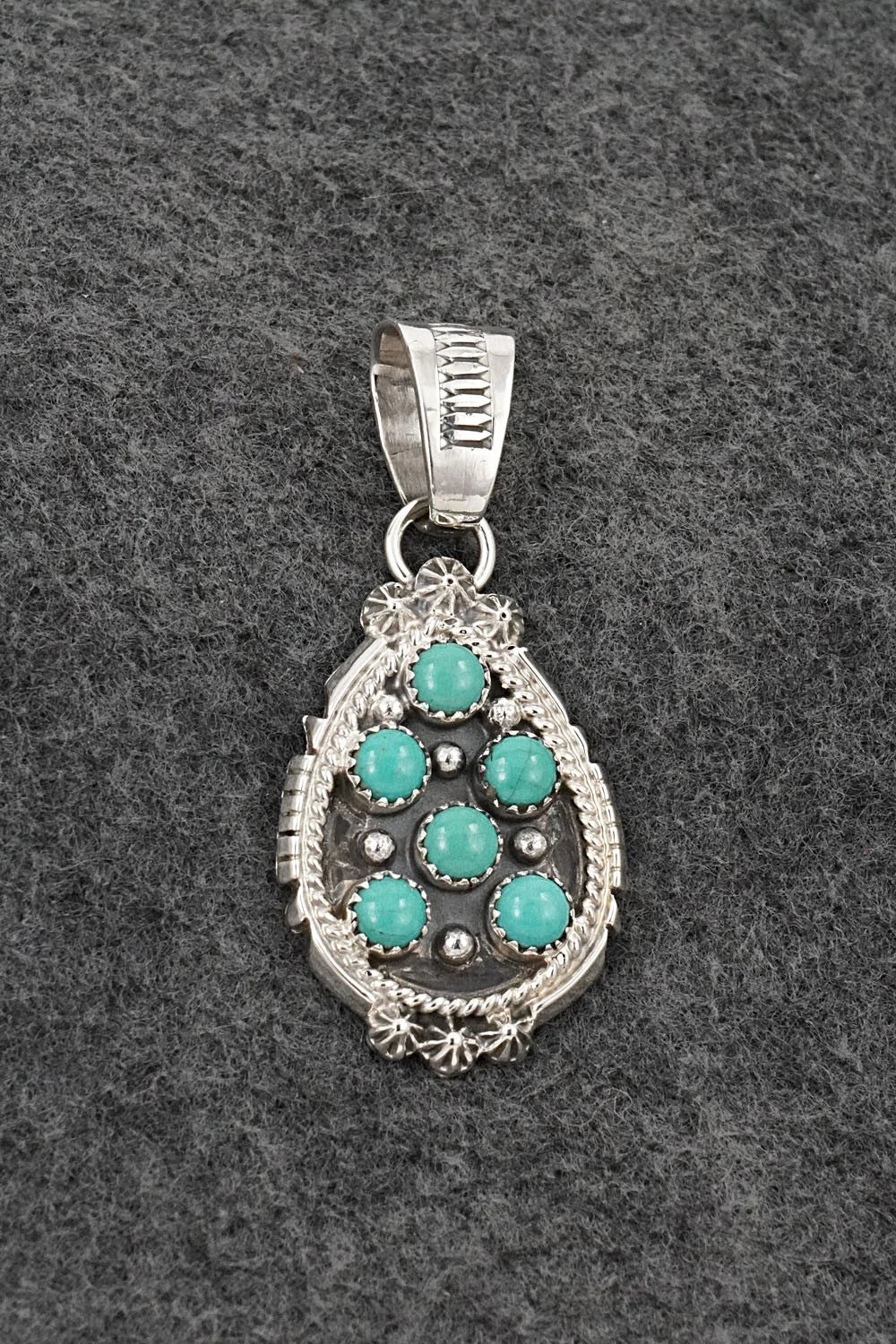 Turquoise & Sterling Silver Pendant - Kenny Lonjose