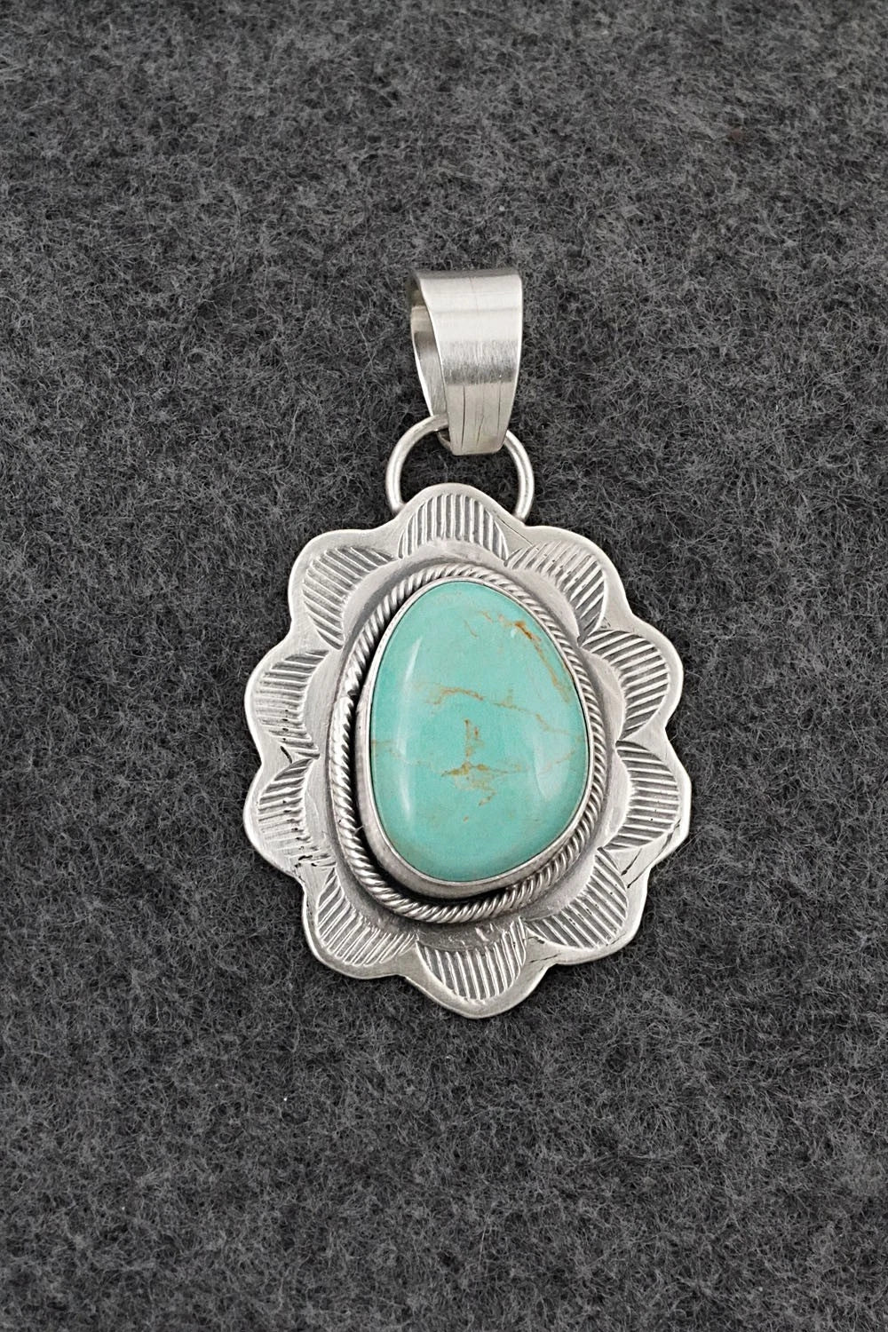 Turquoise & Sterling Silver Pendant - Cordell Platero