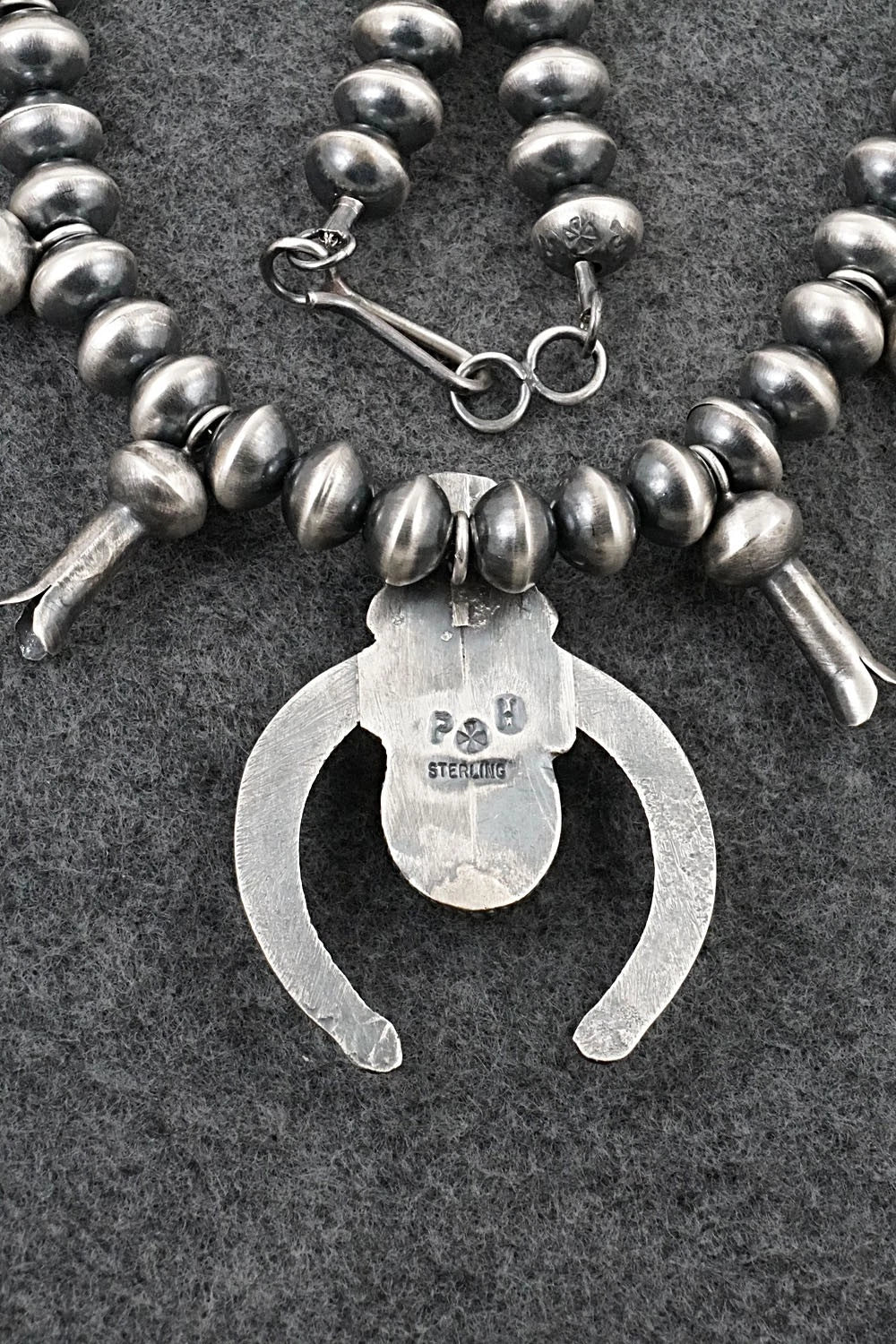 Turquoise & Sterling Silver Squash Blossom Necklace - Presley Haley