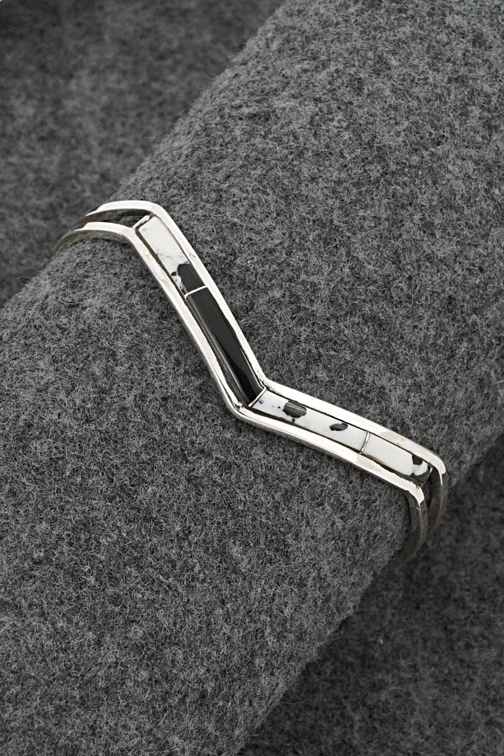 White Buffalo & Sterling Silver Inlay Bracelet - Jamie Johnson