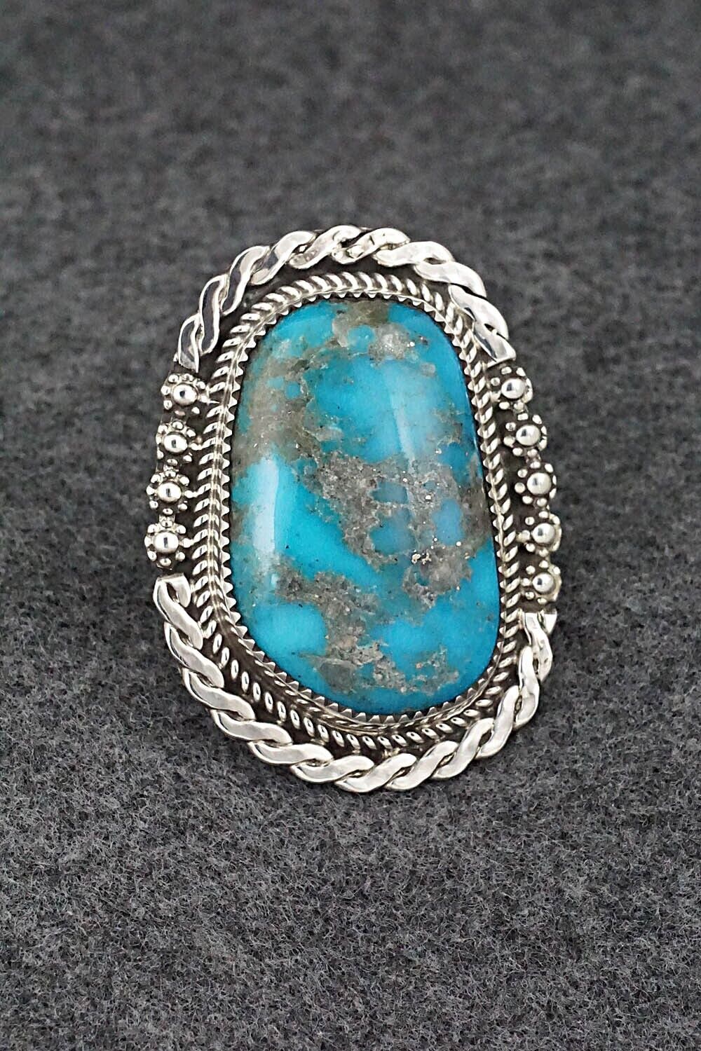 Turquoise & Sterling Silver Ring - Leslie Nez - Size 9.75