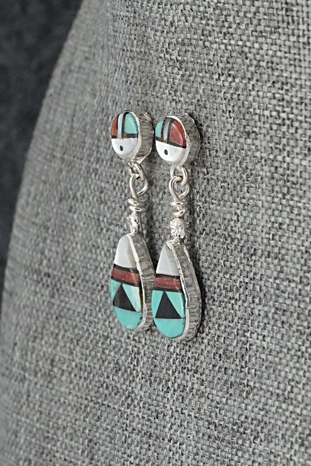 Multi Stone Inlay & Sterling Silver Earrings - Ola Eriacho