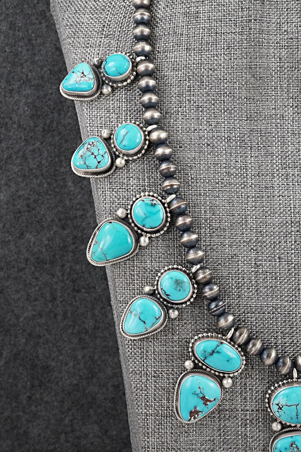 Turquoise & Sterling Silver Necklace and Earrings Set - Bobby Johnson