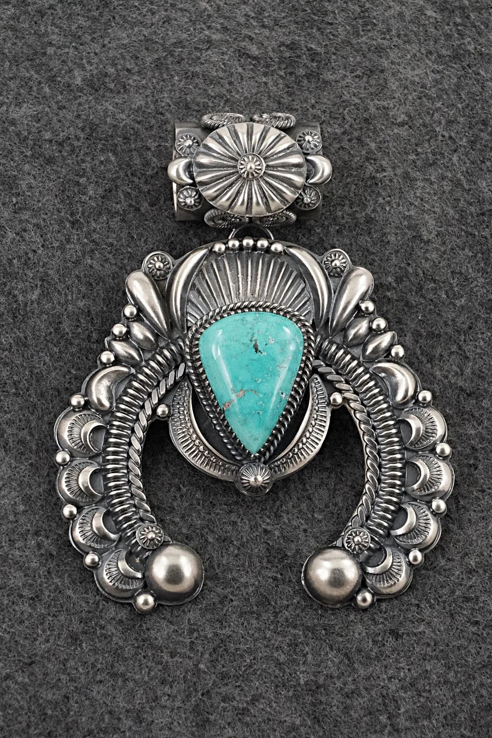 Turquoise & Sterling Silver Naja Pendant - Delbert Gordon