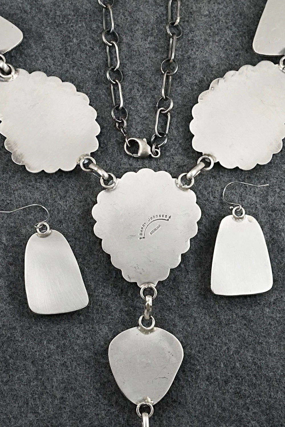 Turquoise & Sterling Silver Necklace and Earrings Set - Bobby Johnson