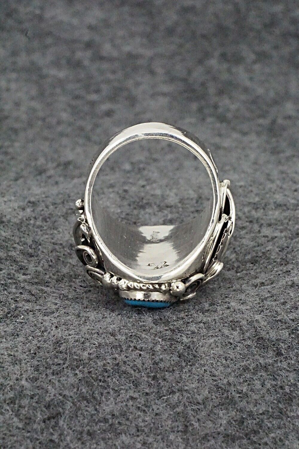 Turquoise, Coral & Sterling Silver Ring - Sarah Yazzie - Size 10.5