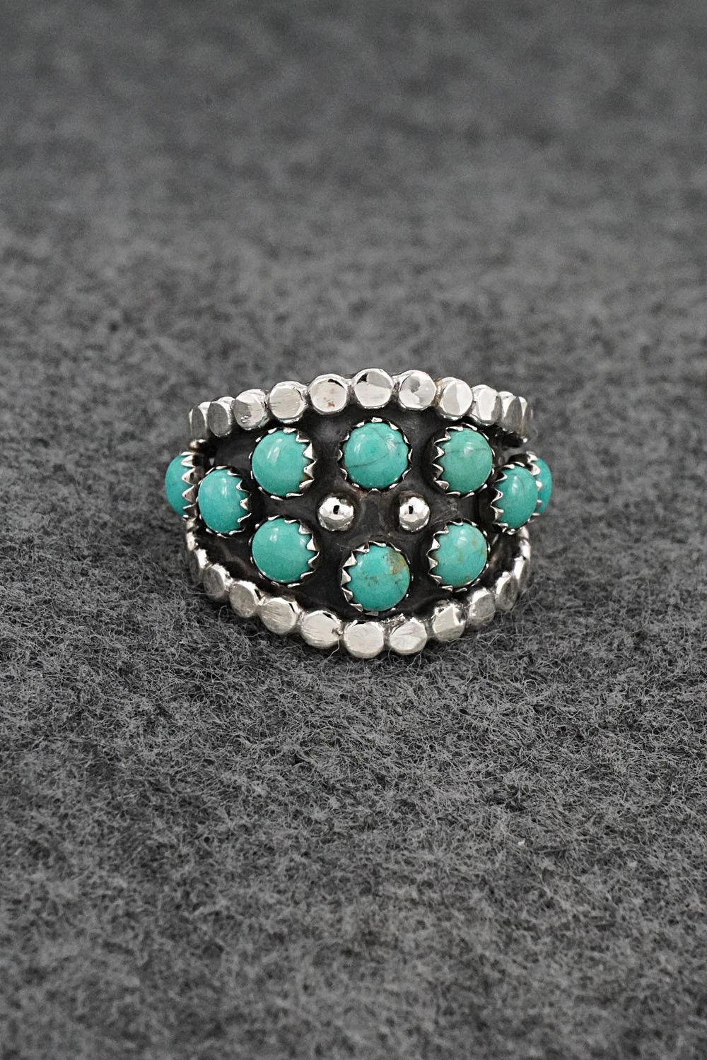 Turquoise & Sterling Silver Ring - Kenny Lonjose - Size 6.5
