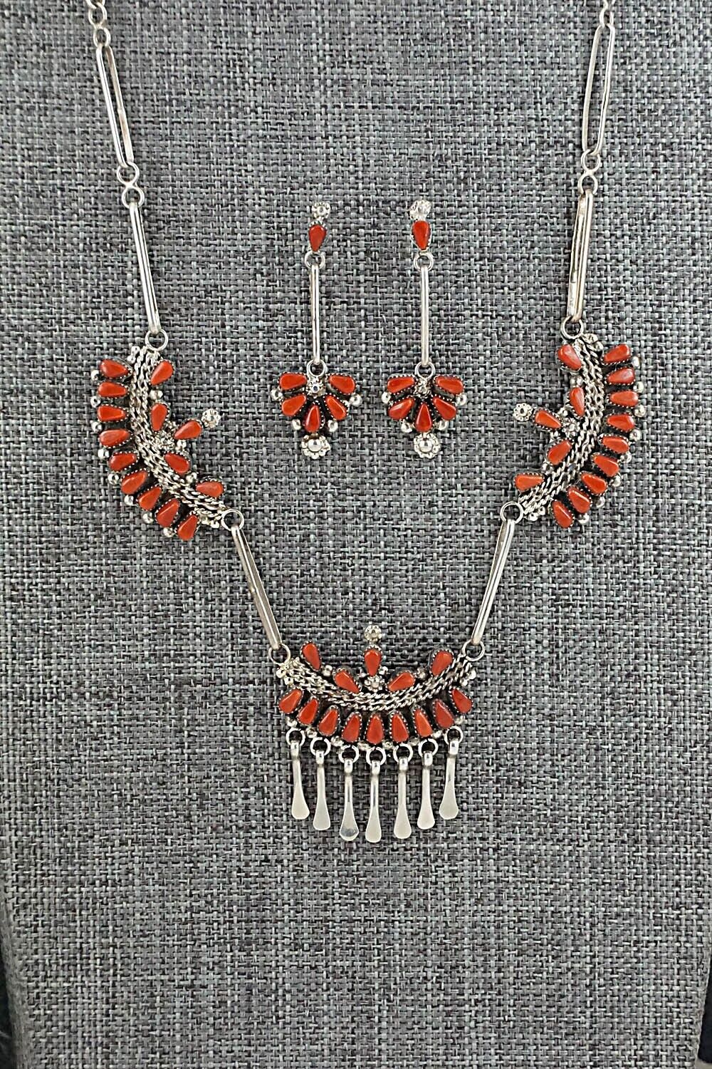Coral & Sterling Silver Necklace Set - Florine Beyuka