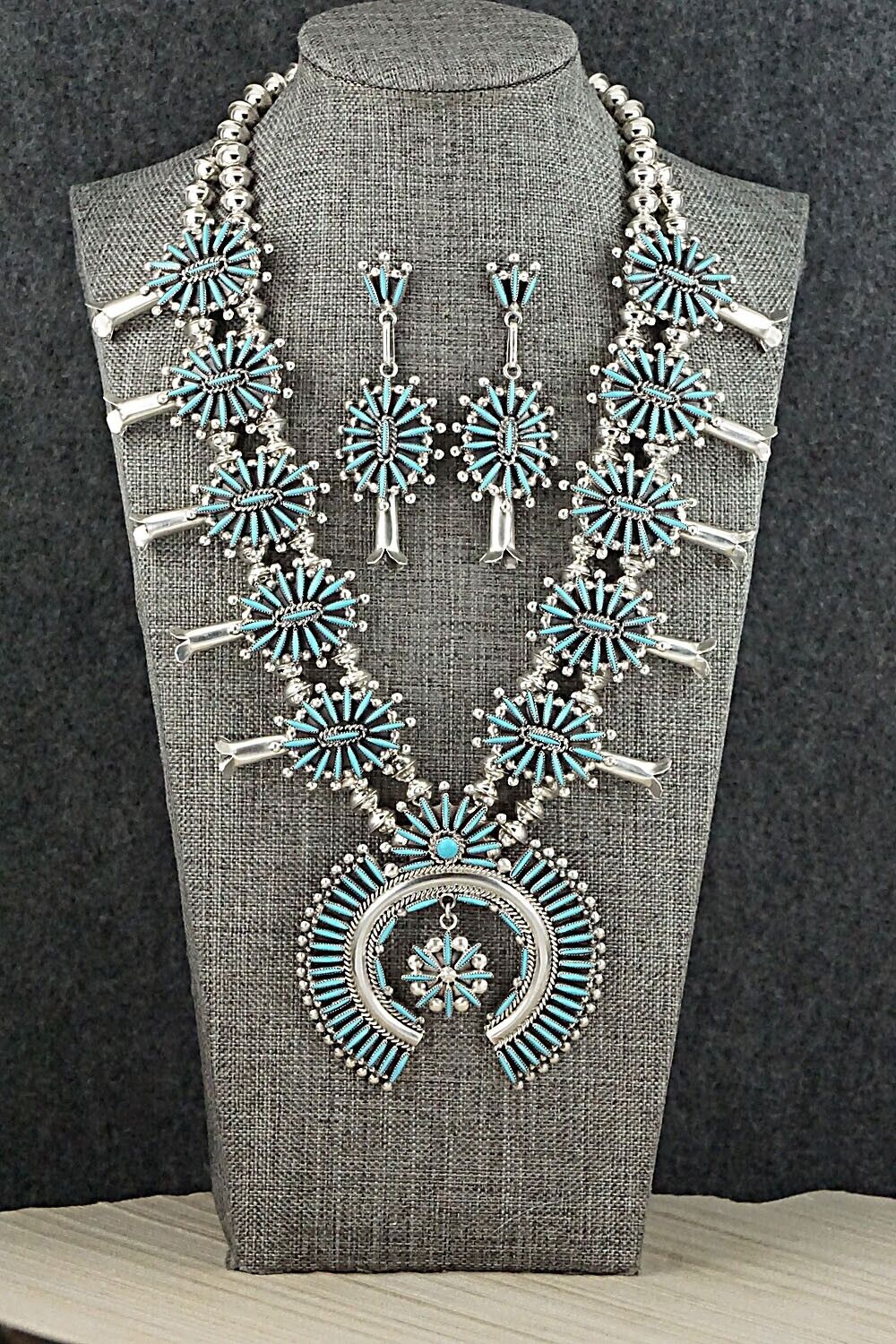 Turquoise & Sterling Silver Squash Blossom Set - Lance & Cordelia Waatsa