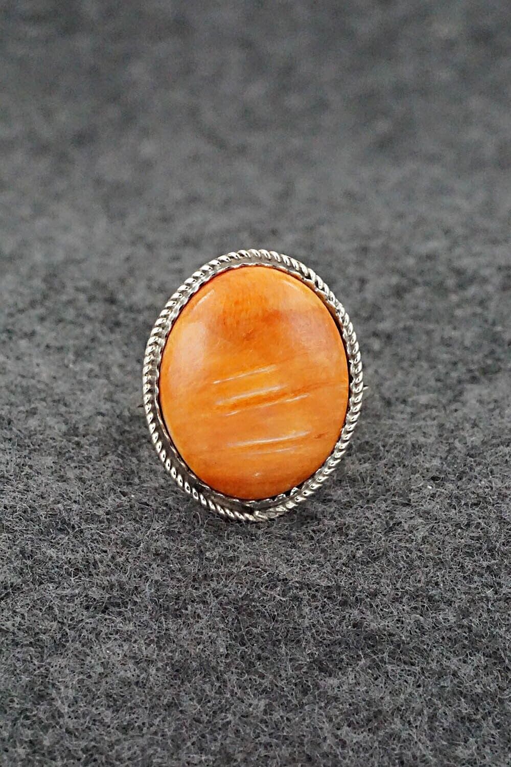 Spiny Oyster & Sterling Silver Ring - Ernest Hawthorne - Size 8