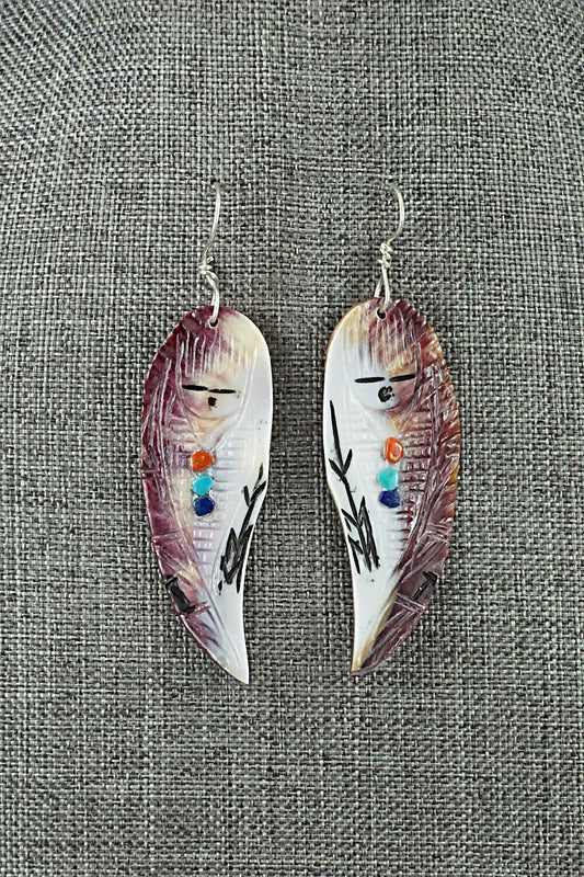 Spiny Oyster & Sterling Silver Earrings - Gloria Chattin