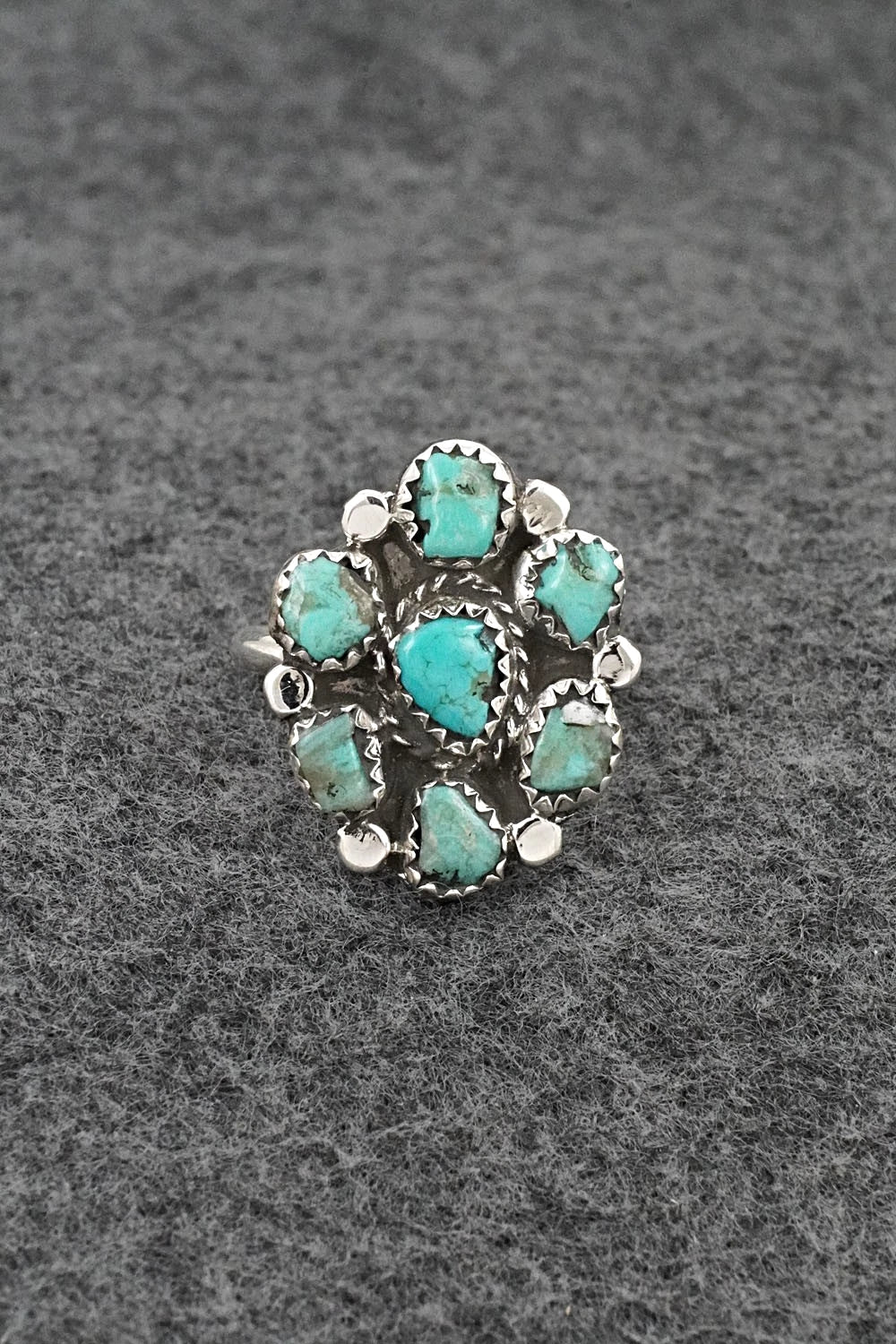 Turquoise & Sterling Silver Ring - Priscilla Reeder - Size 7.5