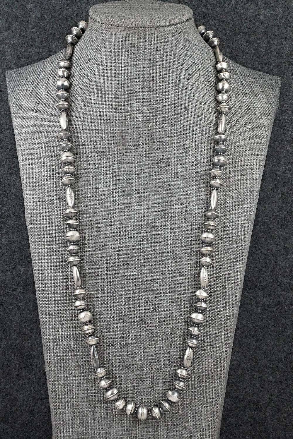 Sterling Silver Navajo Pearl Necklace 24" - Vintage