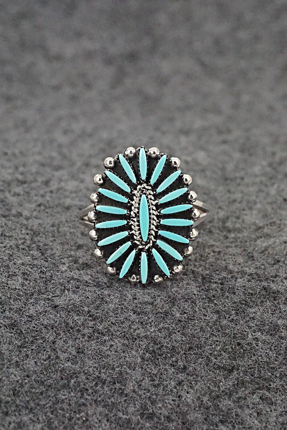Turquoise & Sterling Silver Ring - Fritzon Owaleon - Size 8.25