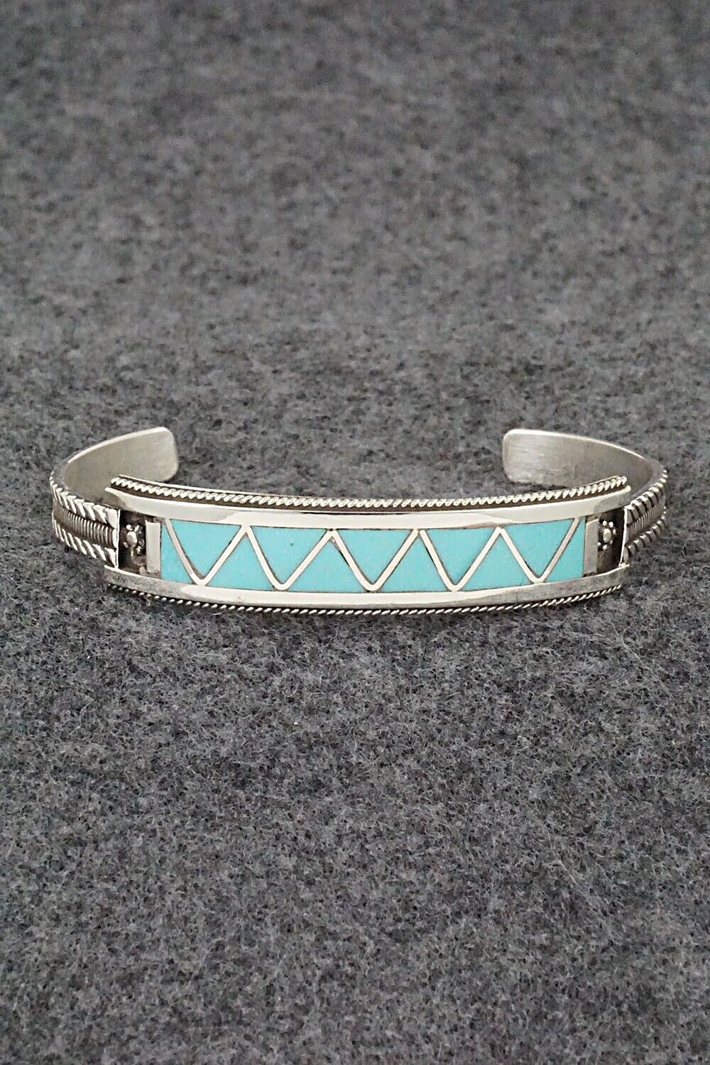 Turquoise & Sterling Silver Inlay Bracelet - Claudine Haloo