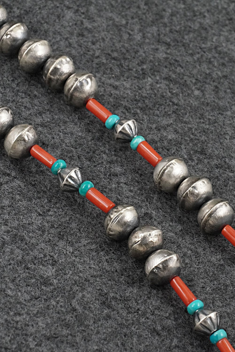 Multi-Stone & Sterling Silver Navajo Pearl Necklace 20" - Vintage