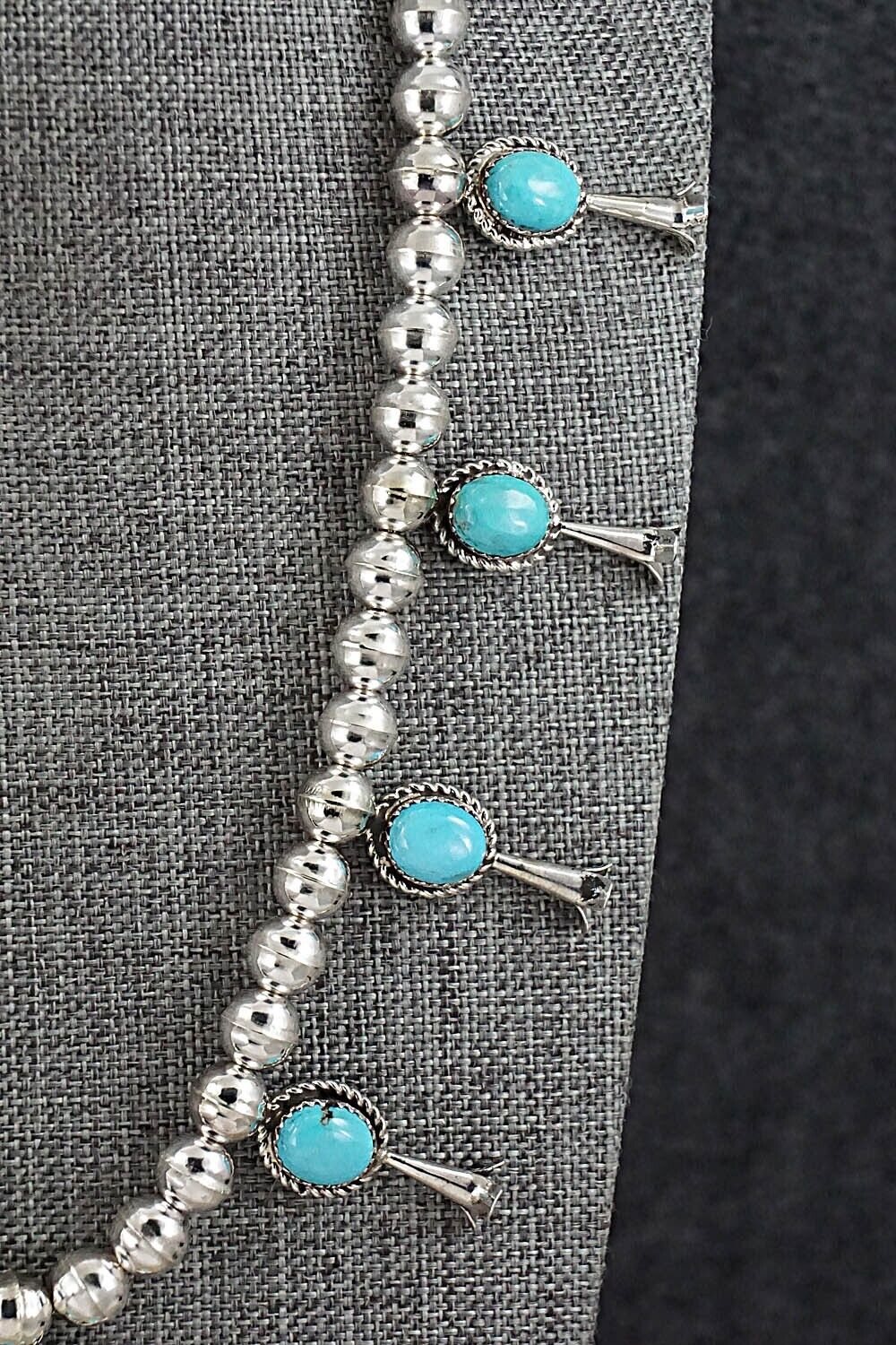 Turquoise & Sterling Silver Squash Blossom Necklace - Phil Garcia