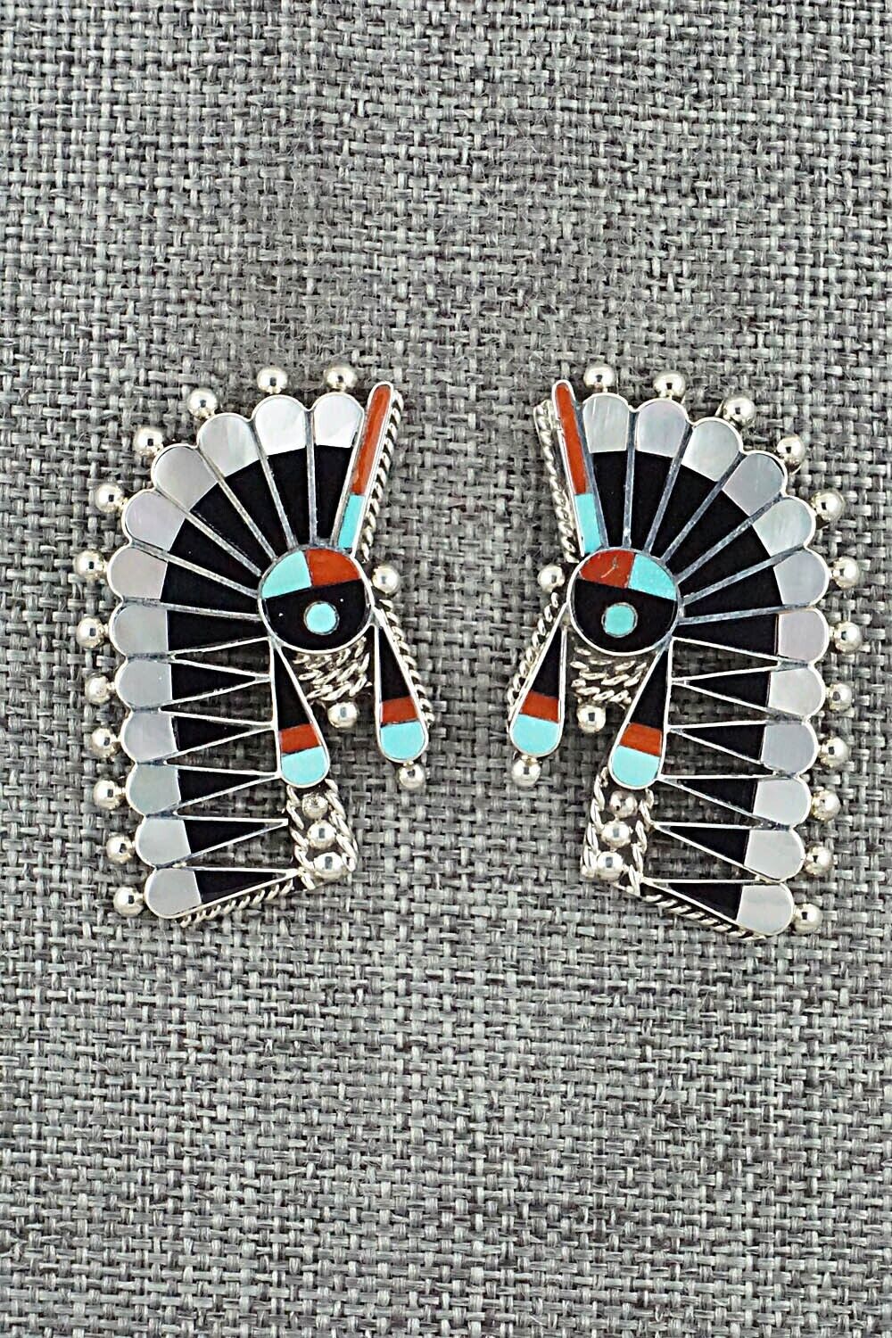 Multi-Stone Inlay & Sterling Silver Earrings - Fabian Cellicion