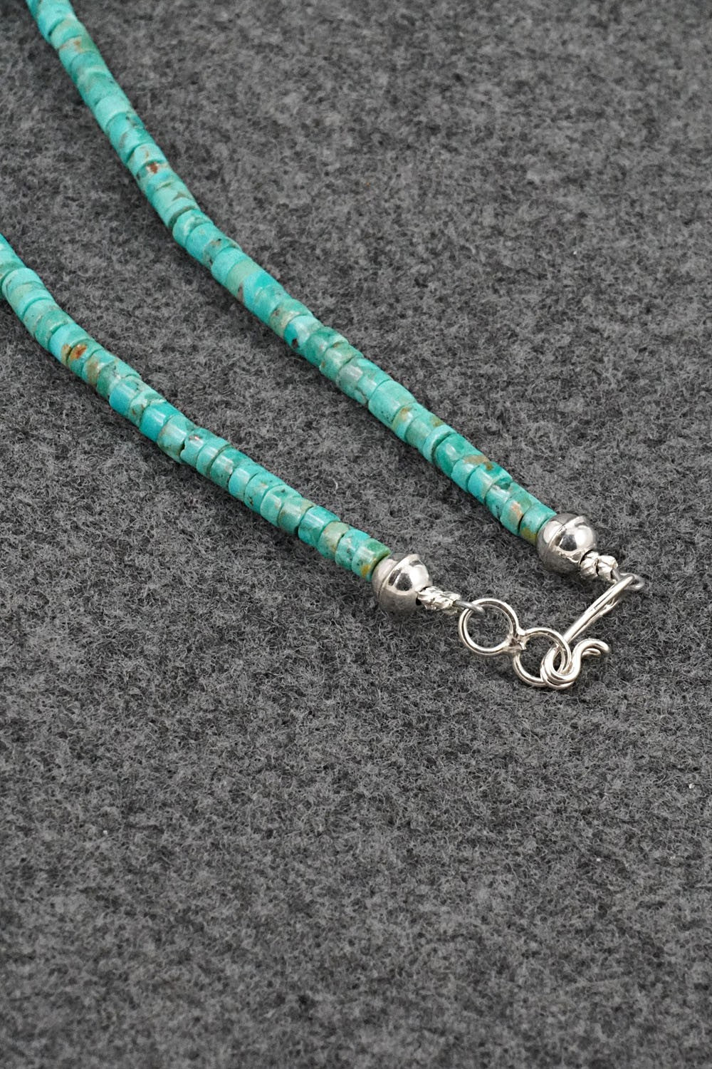 Turquoise, Onyx & Sterling Silver Necklace 19" - Helen Tsosie