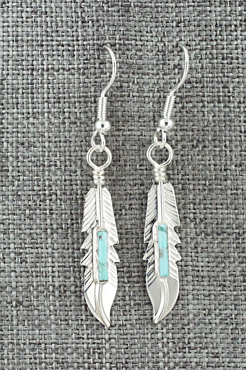 Turquoise & Sterling Silver Inlay Earrings - Allen Barney