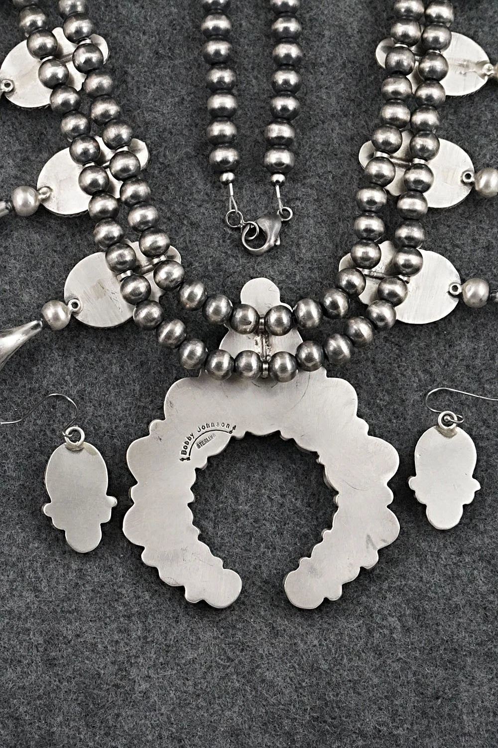 Turquoise & Sterling Silver Squash Blossom Set - Bobby Johnson