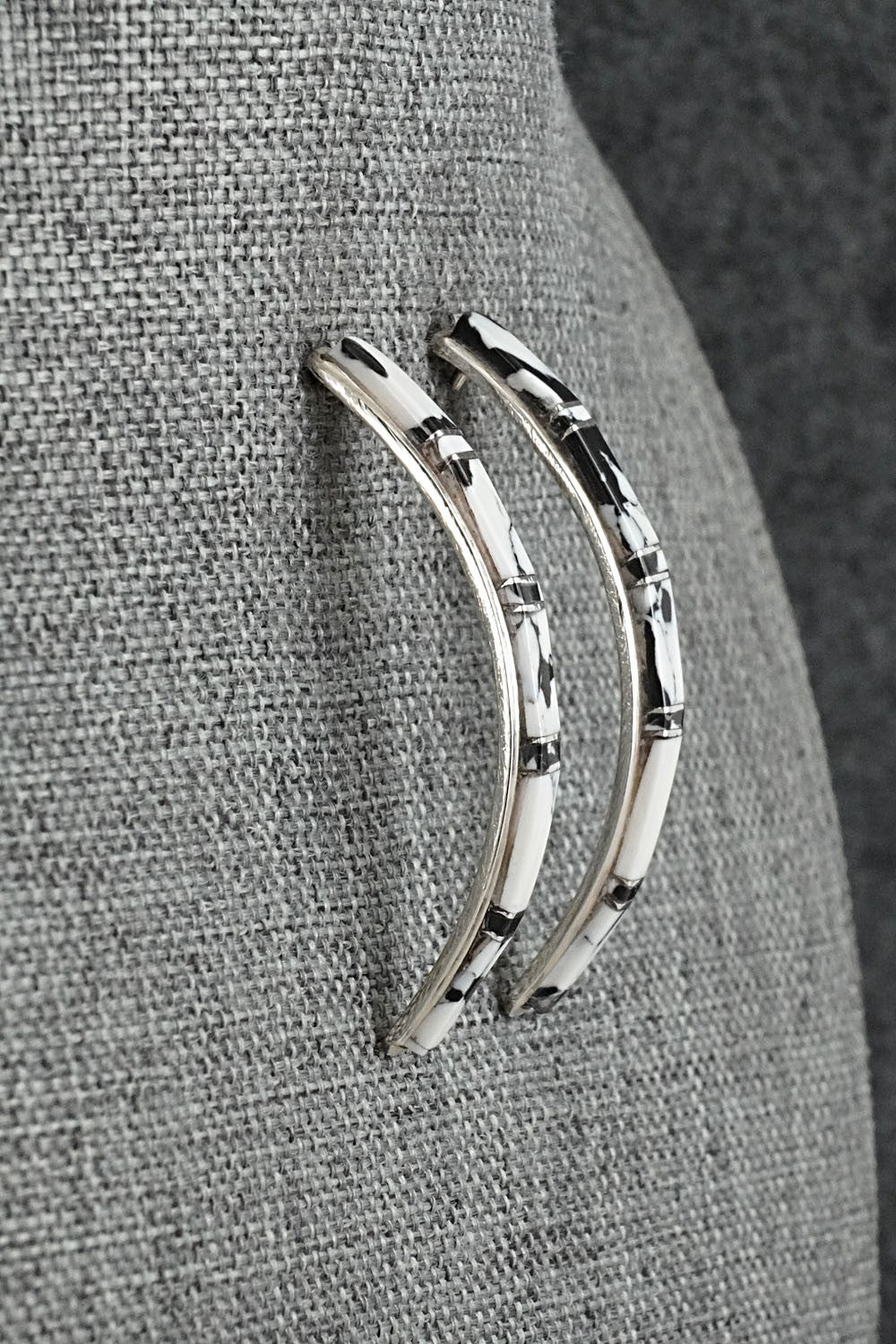 White Buffalo & Sterling Silver Earrings - Terrance Panteah