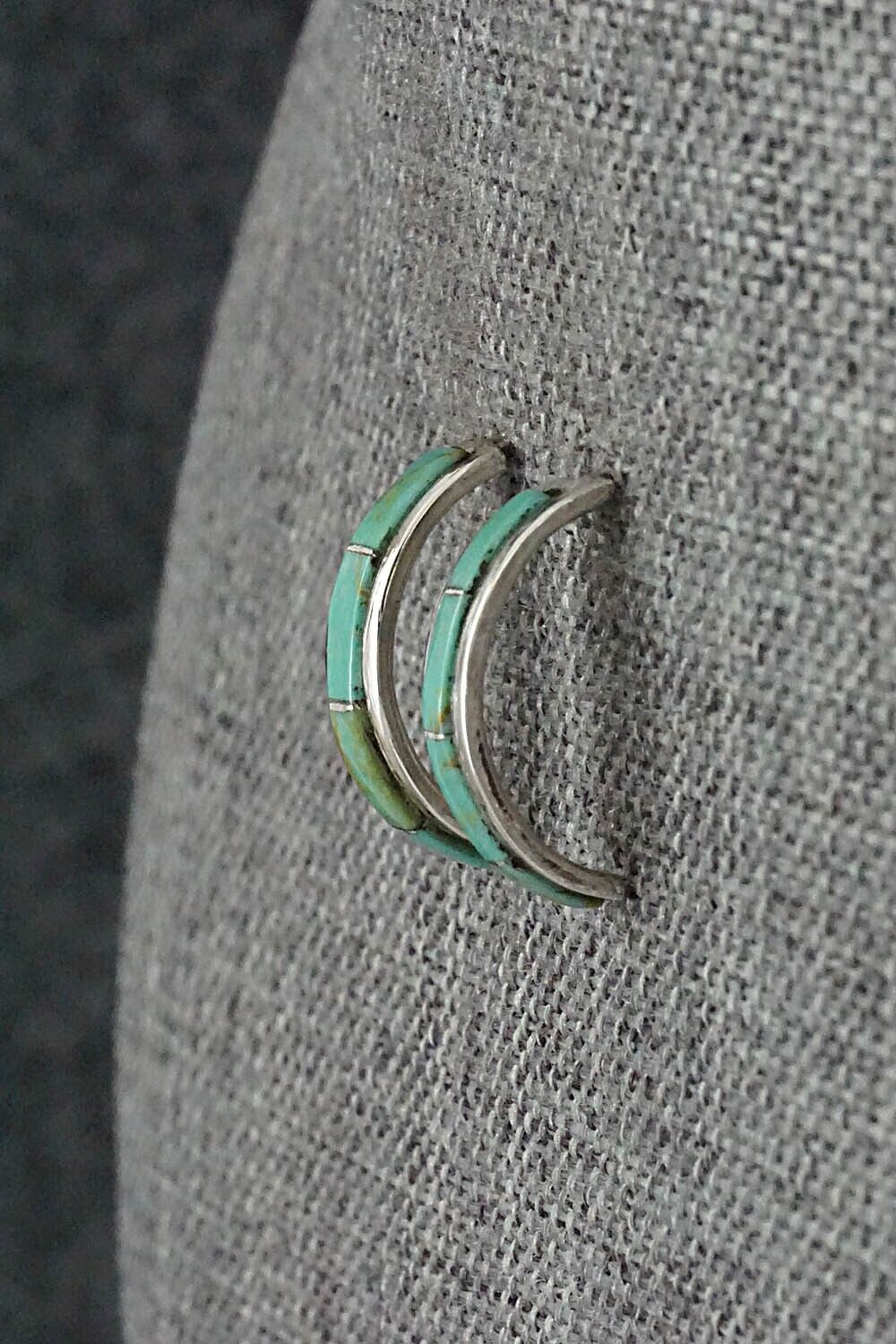 Turquoise & Sterling Silver Hoop Earrings - Alton Tom
