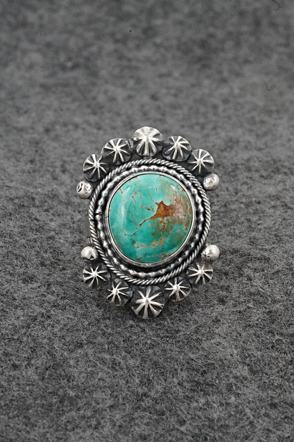 Turquoise & Sterling Silver Ring - Cordell Platero - Size Adjustable