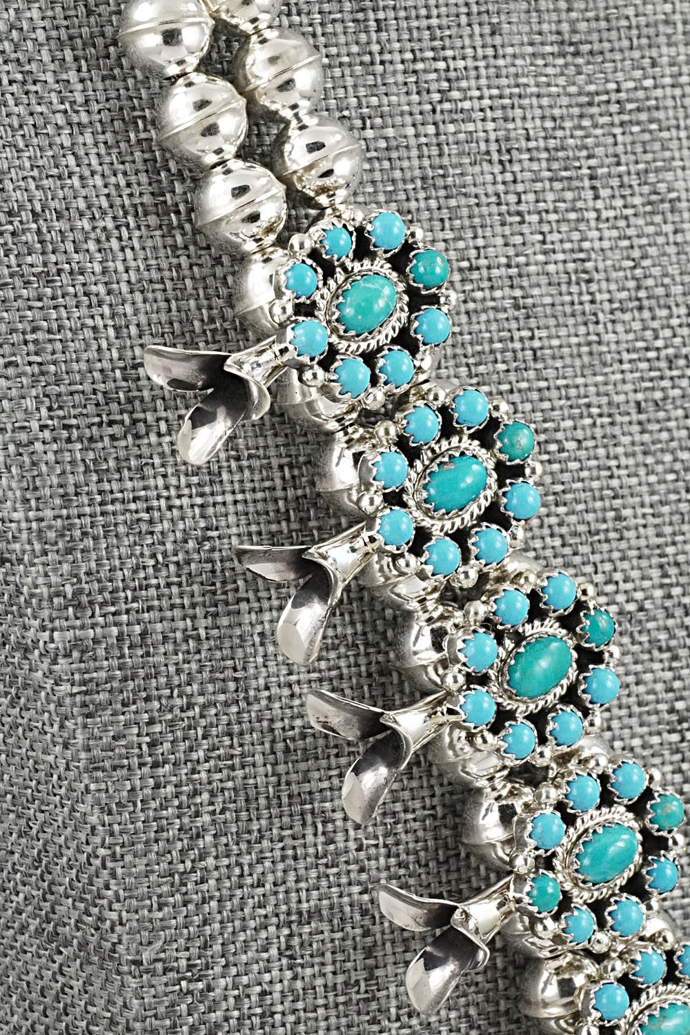 Turquoise & Sterling Silver Squash Blossom Set - Nate Curley