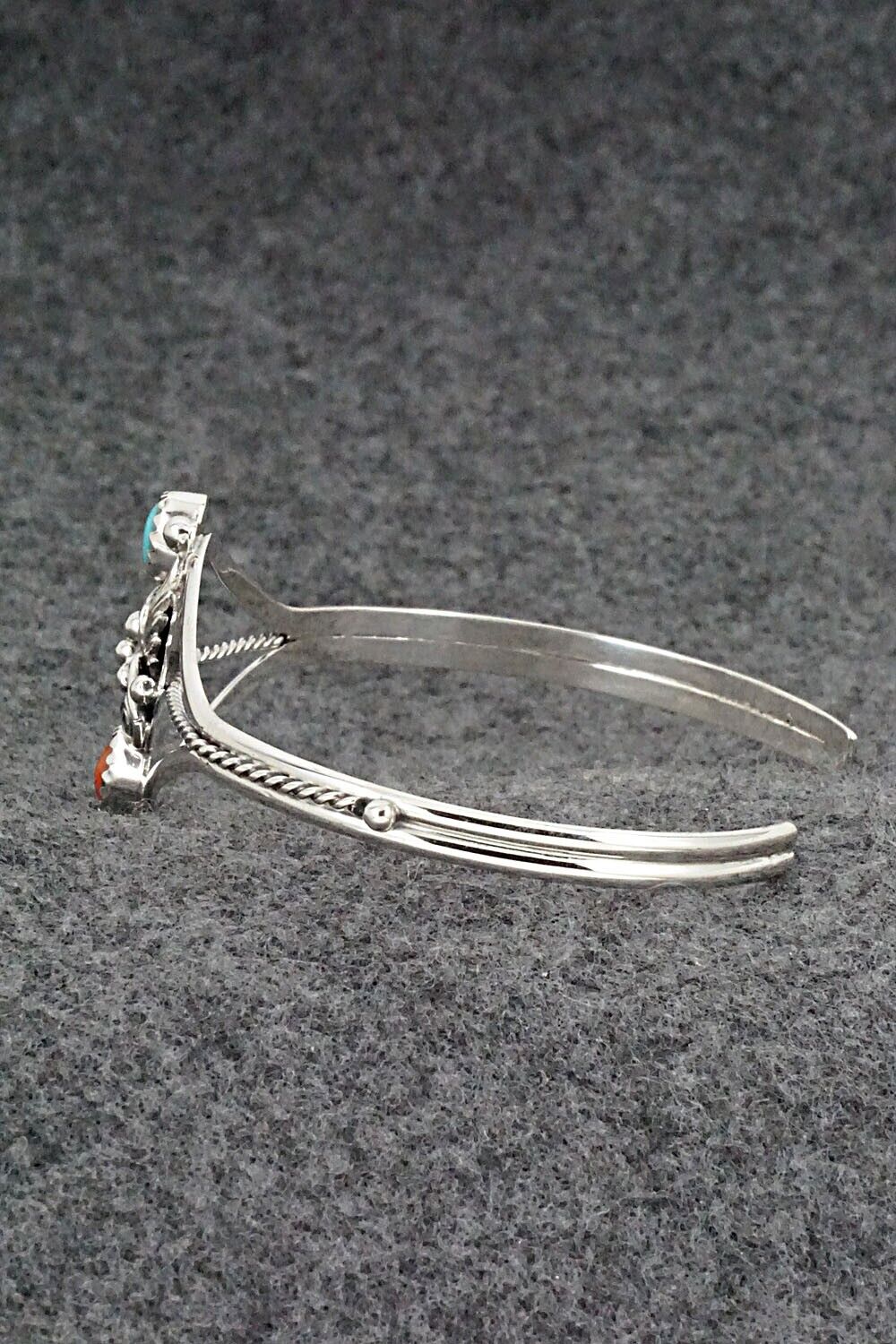 Turquoise, Coral & Sterling Silver Bracelet - William Begay