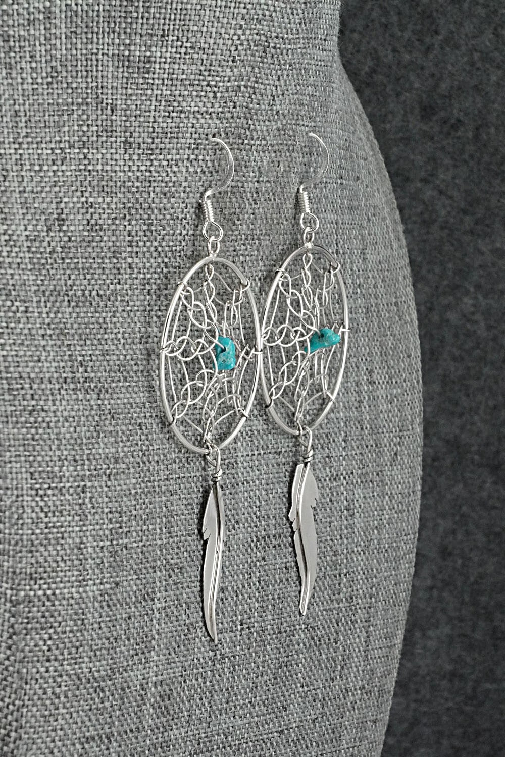 Turquoise & Sterling Silver Earrings - Lorenzo Arviso Jr.