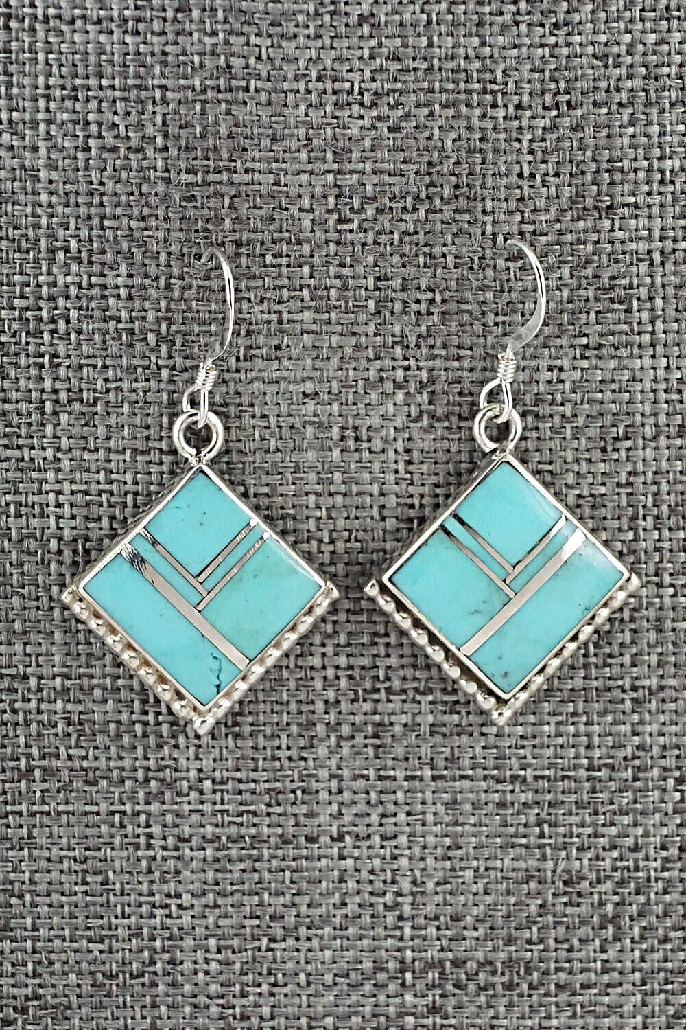 Turquoise & Sterling Silver Inlay Earrings - James Manygoats