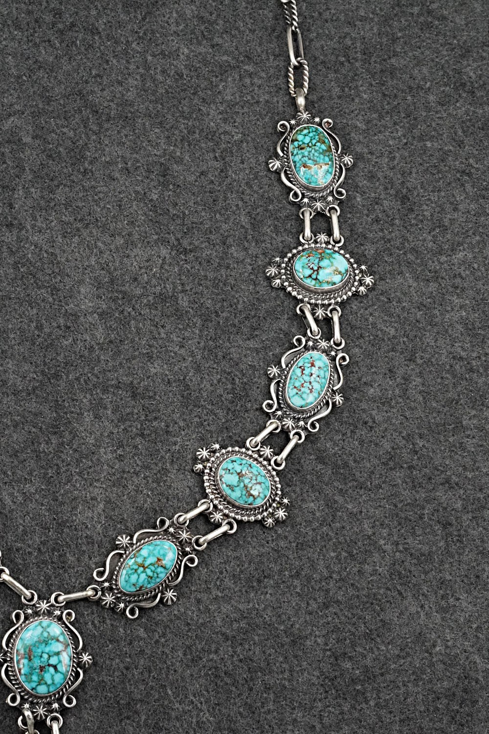 Turquoise & Sterling Silver Necklace and Earrings Set - Raymond Delgarito