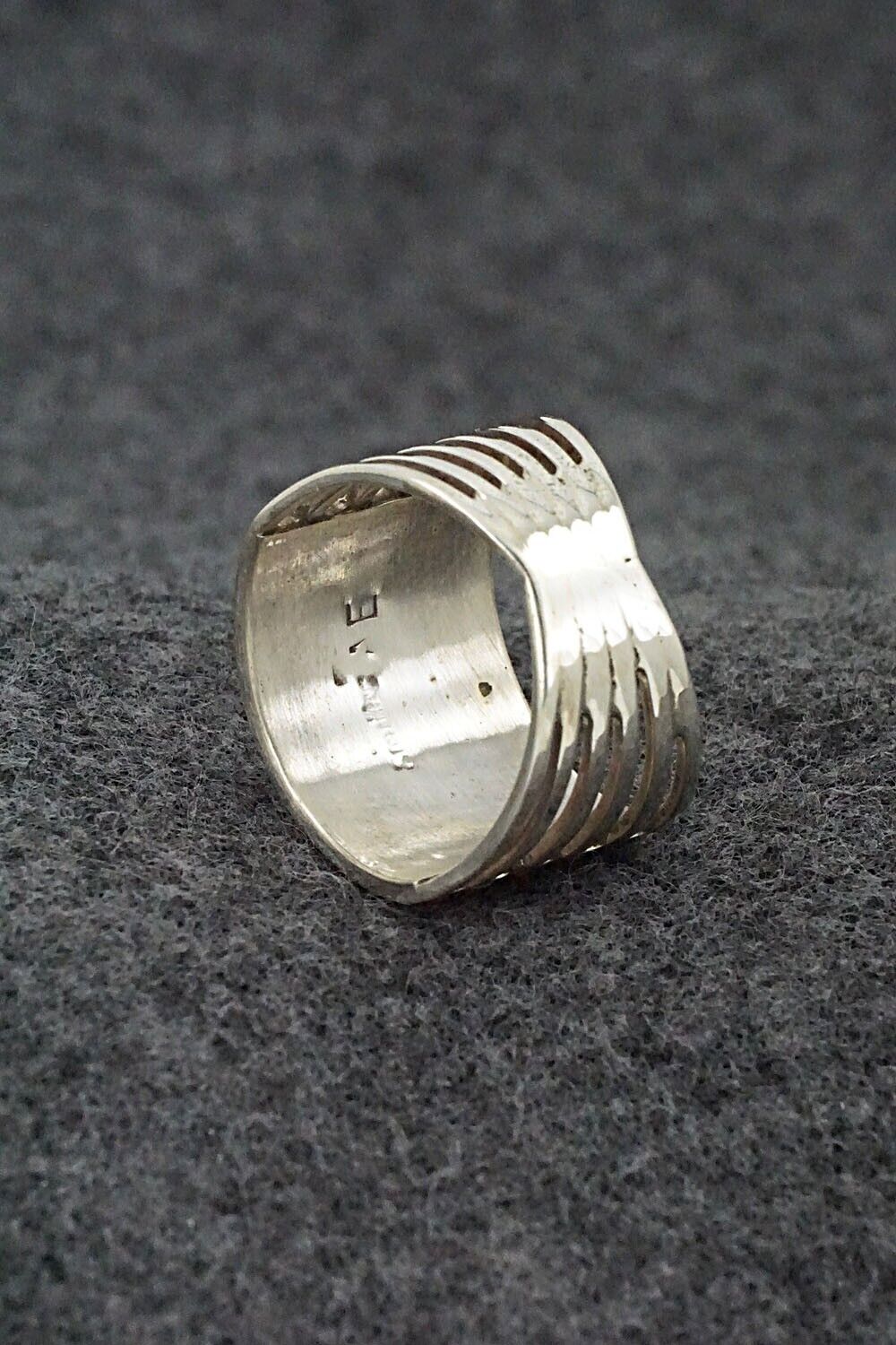 Coral & Sterling Silver Ring - Andrew Enrico - Size 8.75