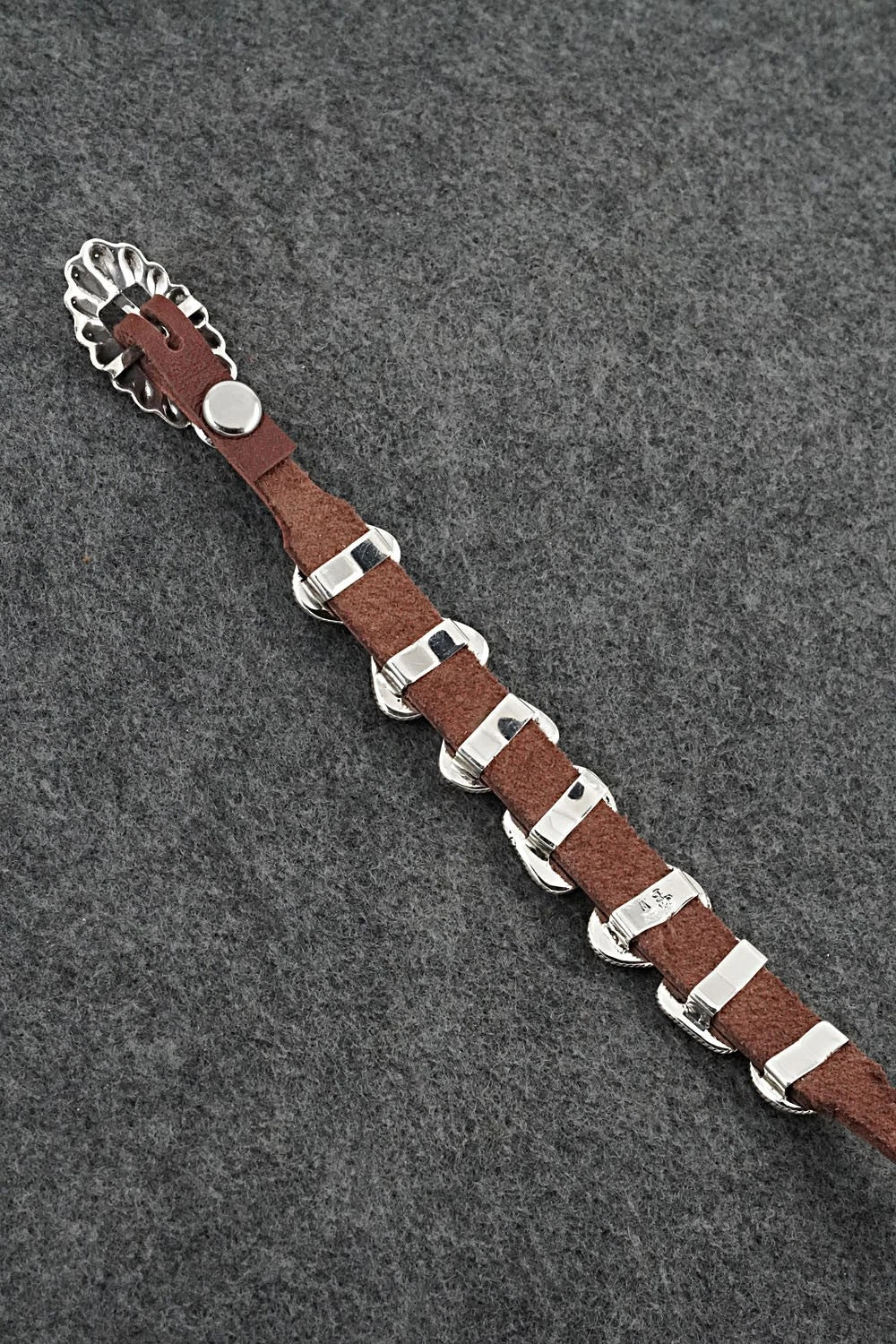 Turquoise, Sterling Silver & Leather Bracelet - Bonnie Willie