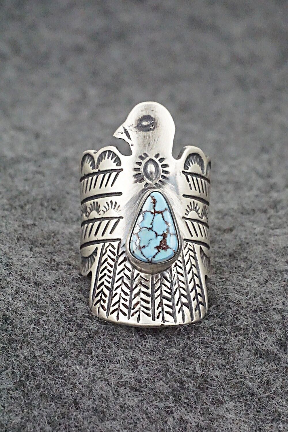 Turquoise and Sterling Silver Ring - Raymond Coriz - Size 6.5