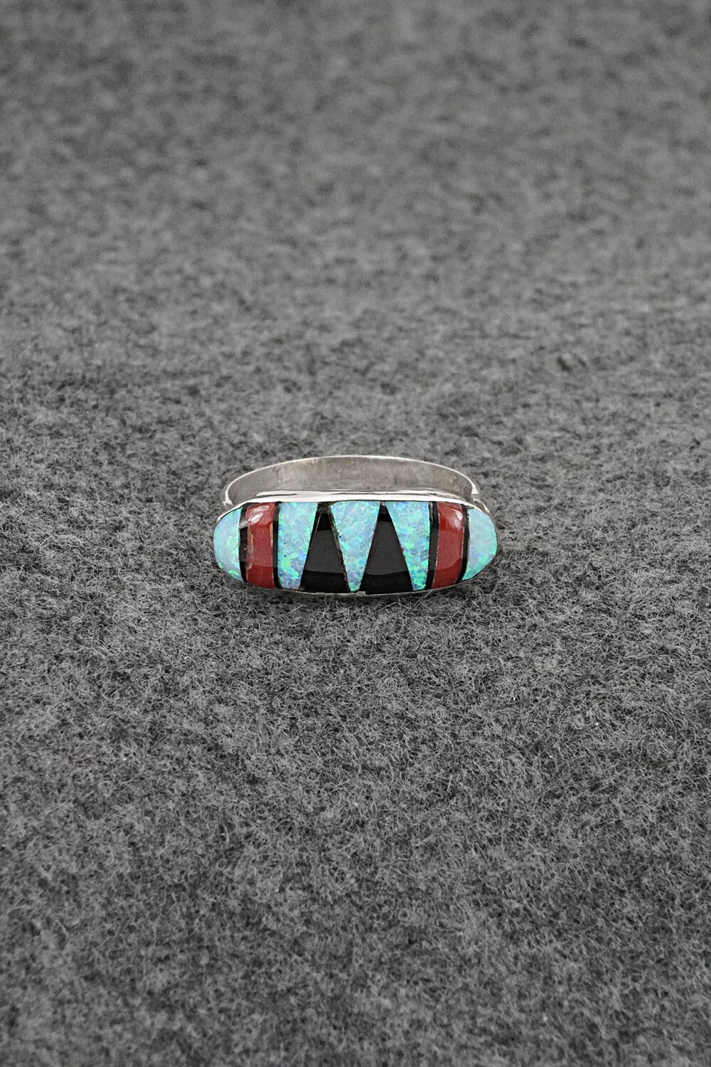 Multi-Stone & Sterling Silver Inlay Ring - Ola Eriacho - Size 8