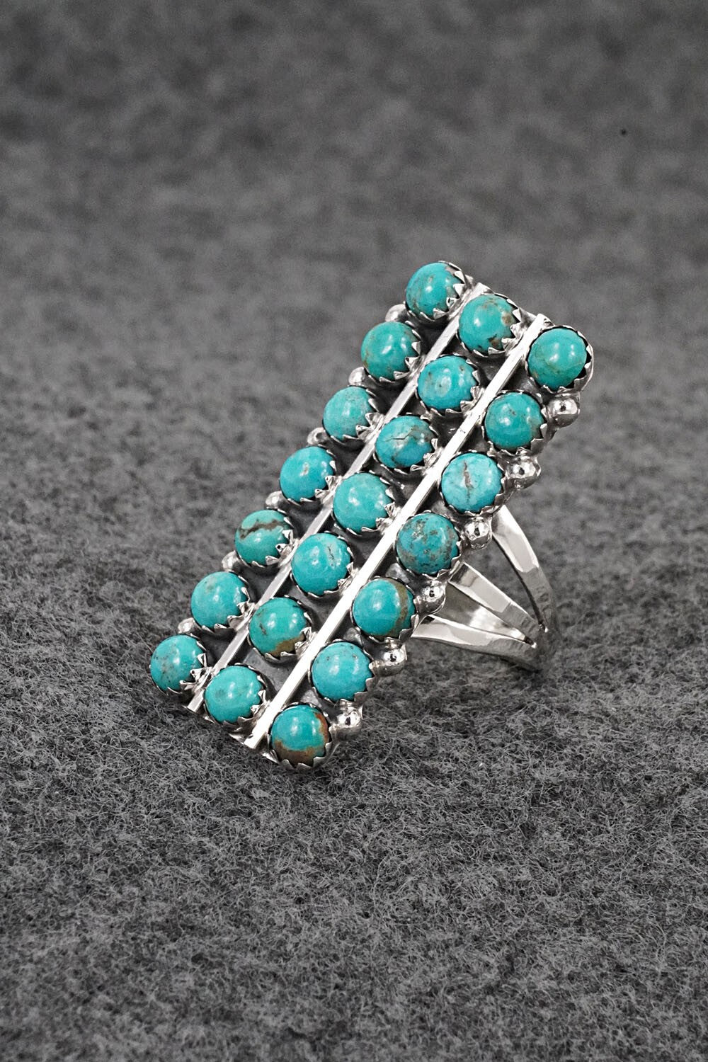 Turquoise & Sterling Silver Ring - Kenny Lonjose - Size 6.5
