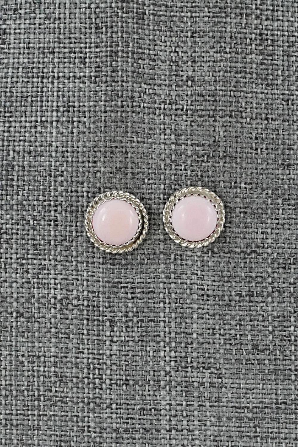 Pink Conch & Sterling Silver Earrings - Esther White