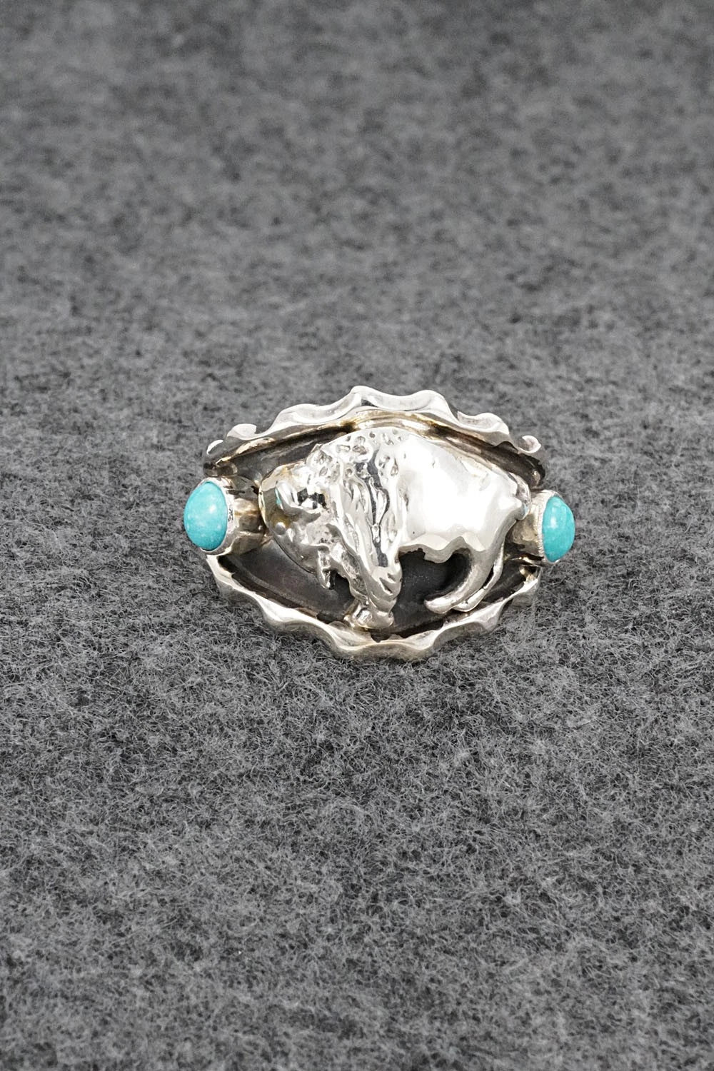 Turquoise & Sterling Silver Ring - Genevieve Francisco - Size 13
